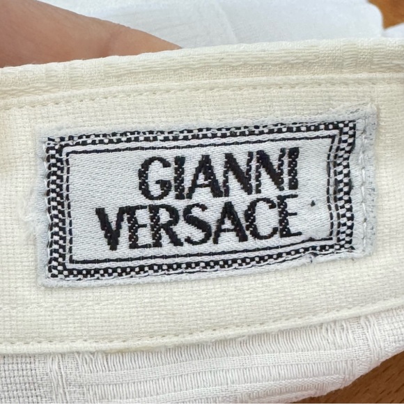 Gianni Versace Vintage Greca Pattern Minimalist White Shirt Long Sleeves Sz 44 - Picture 14 of 16